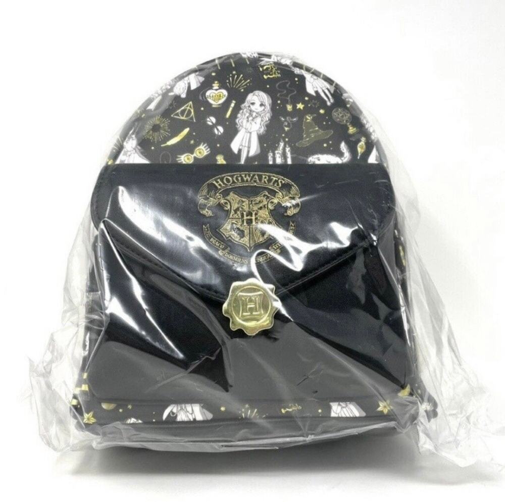 Loungefly Harry Potter Mini Backpack Black Gold Potions Magical Elements